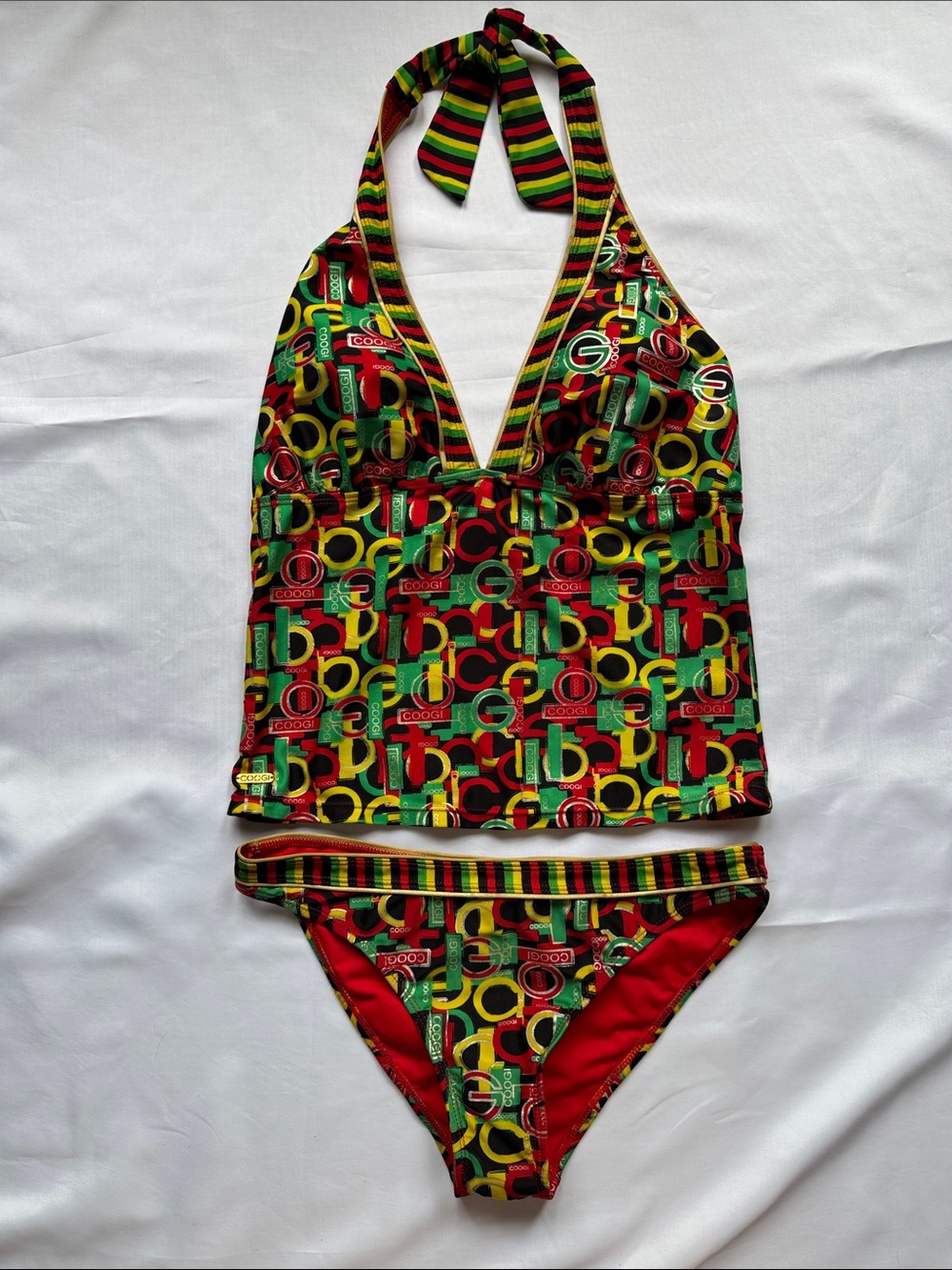 🔥VTG COOGI Rasta Monogram Tankini Set - Rare 2011 Deadstock Style - L